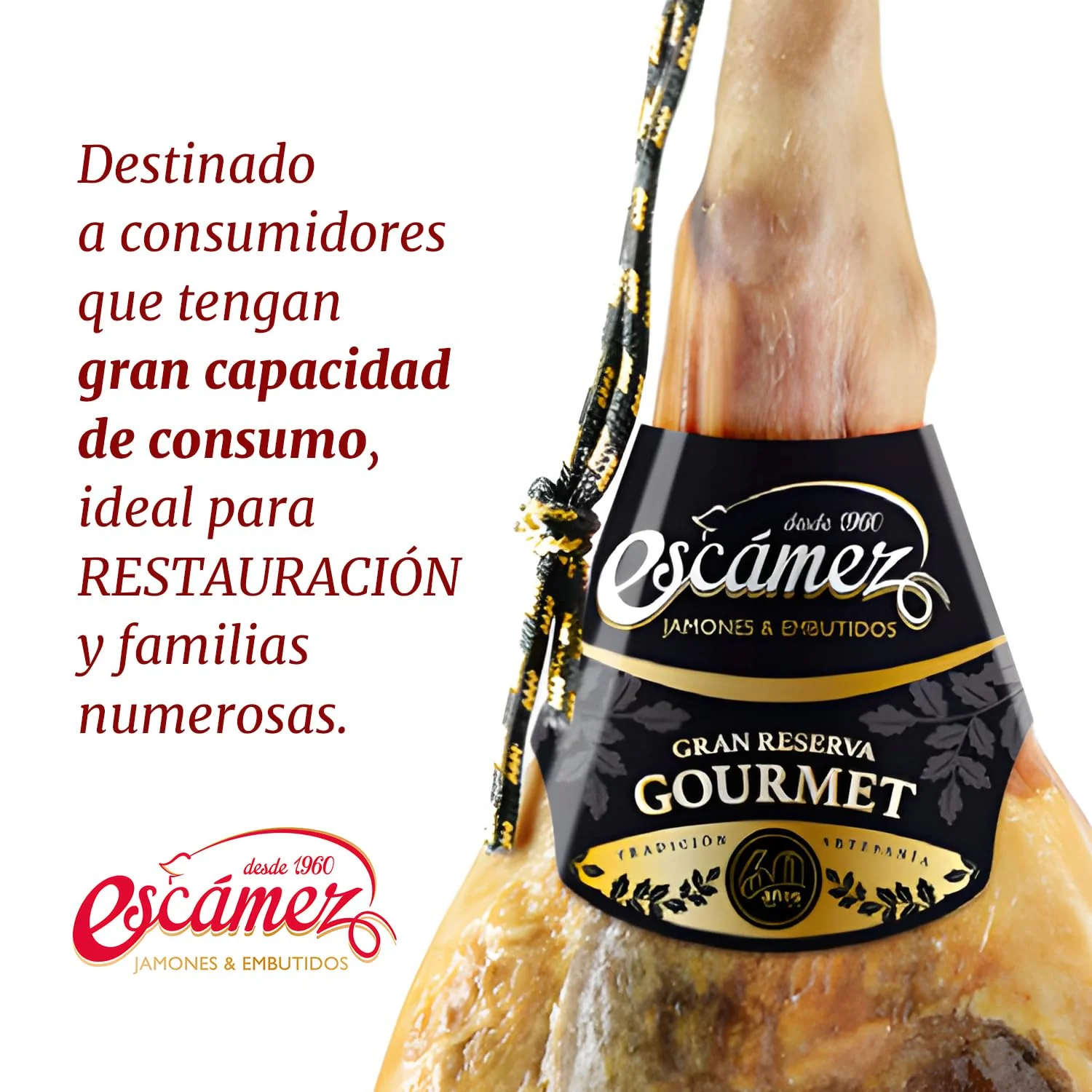 Jamón Gourmet Gran Reserva Duroc | Perniles de 9 kg | Jamón Secado Duroc | Jamón de Curación Superior a 24 meses | Selección Gourmet | Sin Gluten - Imagen 5